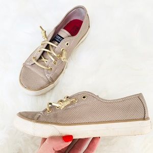 Sperry Topsider Girl’s Beige Seacoast Sneakers size 1.5